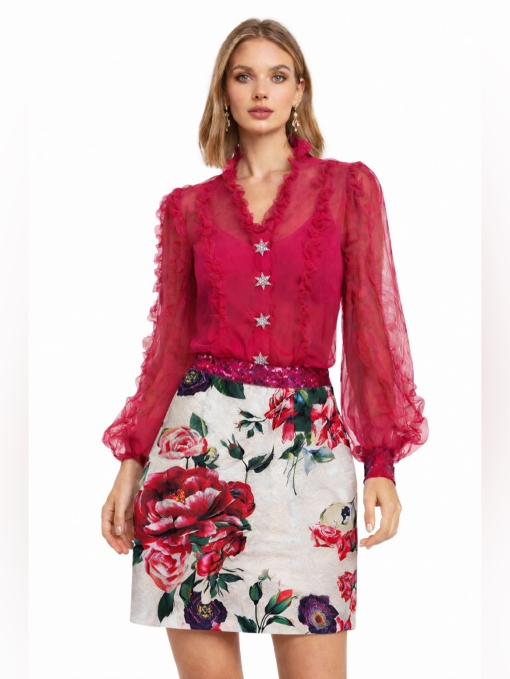 The Bryn Sequin Floral Skirt - Picture 10 of 10